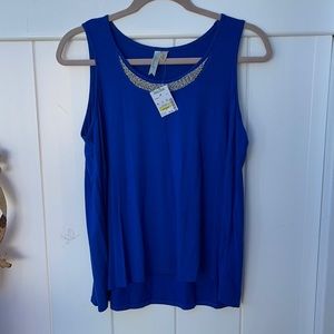 Chenault size petite large sleeveless royal blue blouse